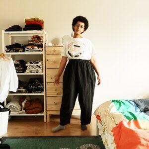 Nettle Studios Barrel Pant in Black Linen